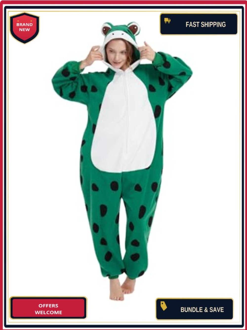 Unisex Adult Frog Onesie Fleece Halloween Costume Pajama